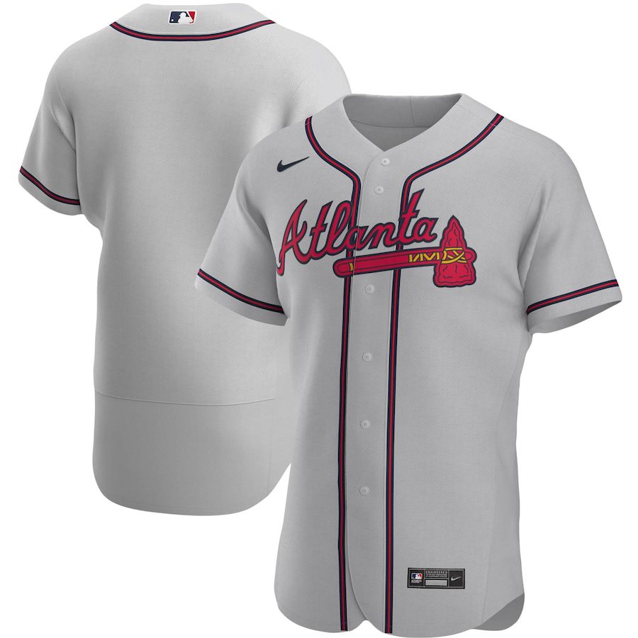 Mens Atlanta Braves Nike Gray Road Authentic Team MLB Jerseys